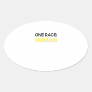 Adesivo Oval Antirracismo Uma Raça Humana
