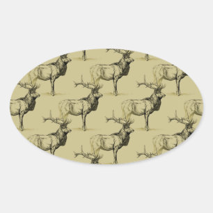 Adesivo Oval Antlers da caça do grande jogo dos animais