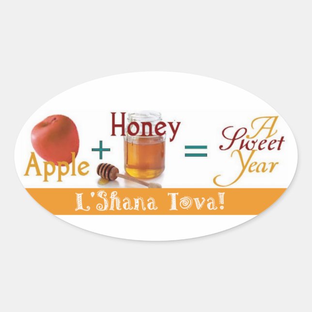 Adesivo Oval Apple Honey Sweet Year (Frente)