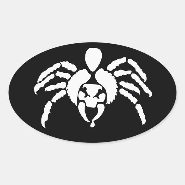 Adesivo Oval Aranha com Veneno em Fang (Frente)