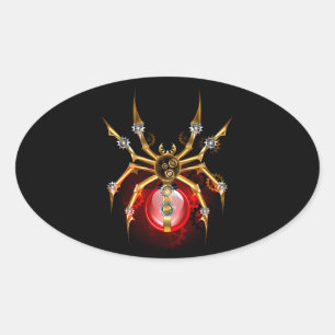 Adesivo Oval Aranha steampunk em preto