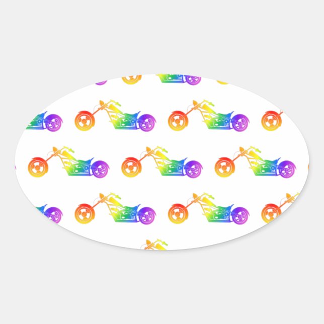 Adesivo Oval Arco-Íris Mortociclo (Frente)