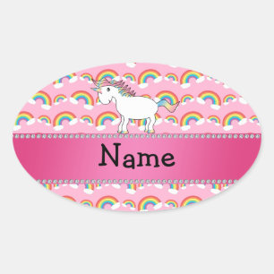 Adesivo Oval Arcos-íris conhecidos personalizados do rosa do
