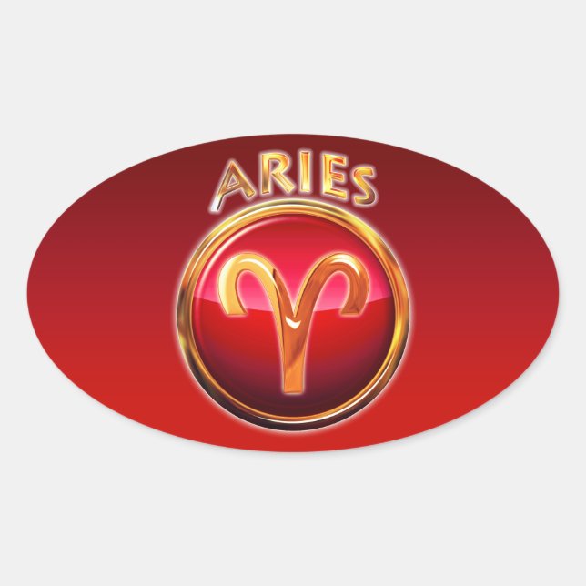 Adesivo Oval Aries - O Ram Zodiac Sinal (Frente)