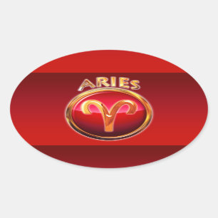 Adesivo Oval Aries - o sinal do zodíaco da ram