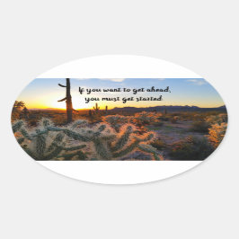 Adesivo Oval Arizona Desert Sunset Cactus Inspiration Say