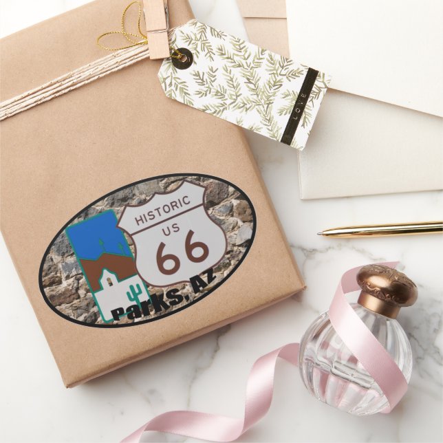 Adesivo Oval Arizona histórica da Rota 66 dos EUA Ver. 2 (Presentear)