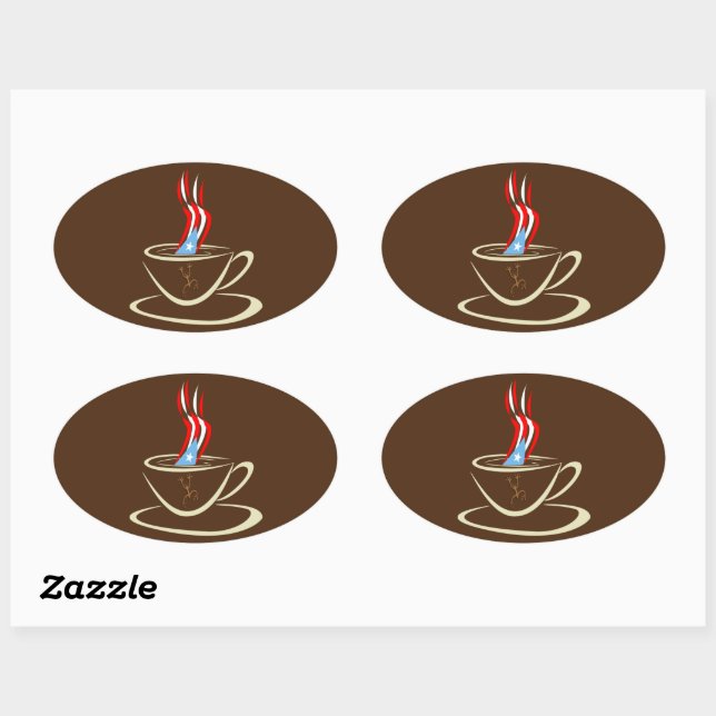 Adesivo Oval Aroma a Porto Rico Café Mug Coqui Sticker (Folha)