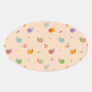 Adesivo Oval Aroma cômoda com caracóis e flores