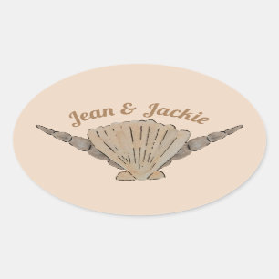 Adesivo Oval Arranjo de Casamento de Prateleiras