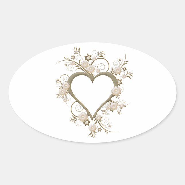 Adesivo Oval Art Deco Heart (Frente)