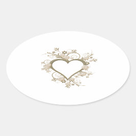 Adesivo Oval Art Deco Heart