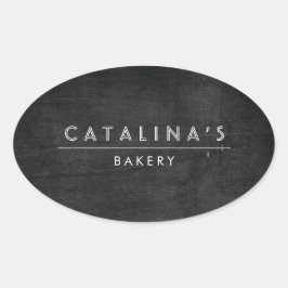 Adesivo Oval Art Deco Texto sobre Madeira Negra