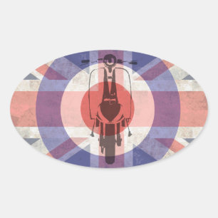 Adesivo Oval Arte de Destino do Patinete Union Jack