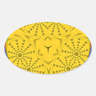 Adesivo Oval Arte de Impressão com Motivo Egípcio com Desenho d