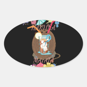 Adesivo Oval Arte de Limonada de Coco e Limonada da Natureza Tr