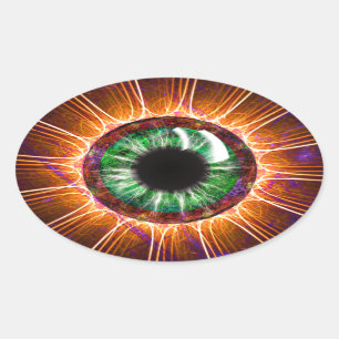 Adesivo Oval Arte do Fractal do olho de Tesla a outra