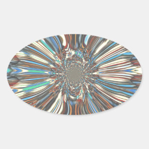 Adesivo Oval Arte Óptico Abstrato de Pop Urbano Africano Ousado