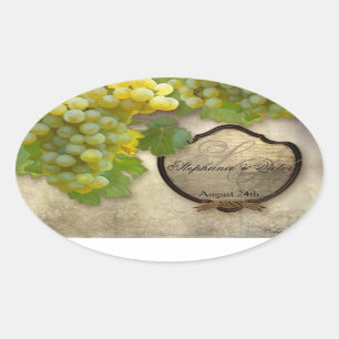 Adesivo Oval Arte personalizada das uvas de Chardonnay da