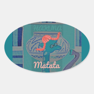 Adesivo Oval Arte sobre Girafa Reproduzida: Uma Delícia African