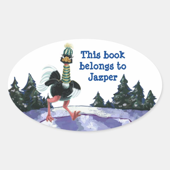 Adesivo Oval Ártico Ostrich na Corrida (Frente)