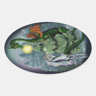 Adesivo Oval Árvore de Natal Encantada