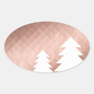 Adesivo Oval Árvore de Natal mínima Rosa
