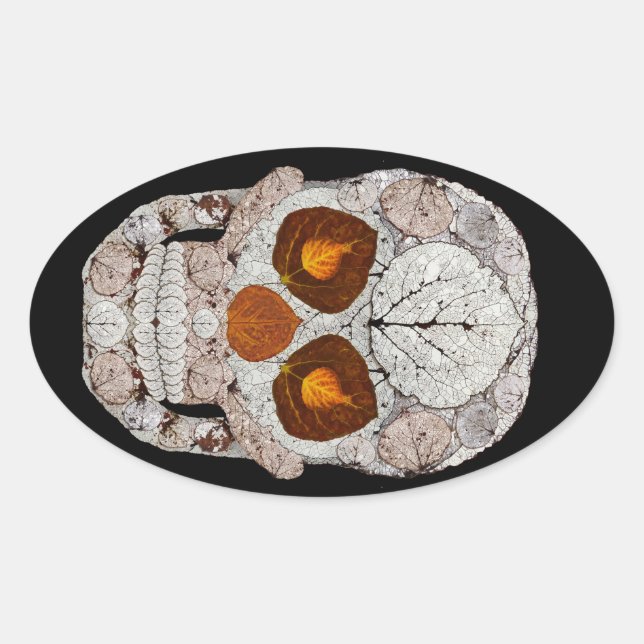 Adesivo Oval Aspen Folha Crânio 11 (Frente)