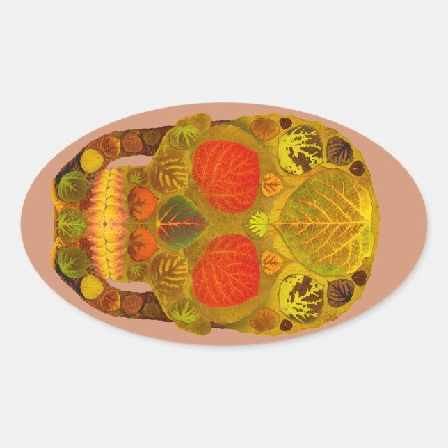 Adesivo Oval Aspen Folha Crânio 12 (Frente)