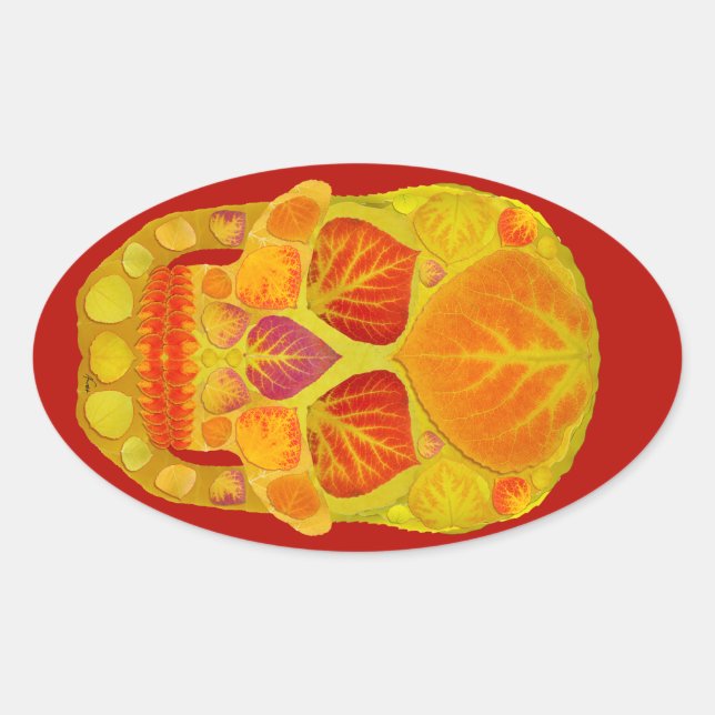 Adesivo Oval Aspen Folha Crânio 13 (Frente)