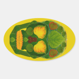 Adesivo Oval Aspen Leaf Skull 9