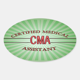 ADESIVO OVAL ASSISTENTE MÉDICO CERTIFICADO DE CMA DE LOGOTIPO