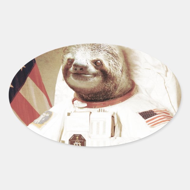 Adesivo Oval Astronauta Sloth (Frente)