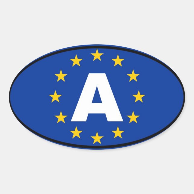 Adesivo Oval Áustria - A - Europeia (Frente)