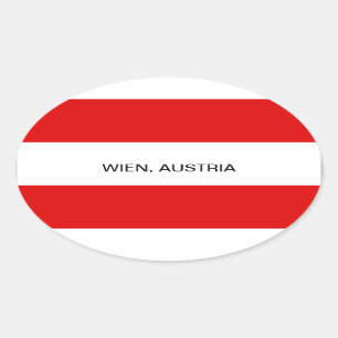 Adesivo Oval ÁUSTRIA: Bandeira da Áustria — Wien