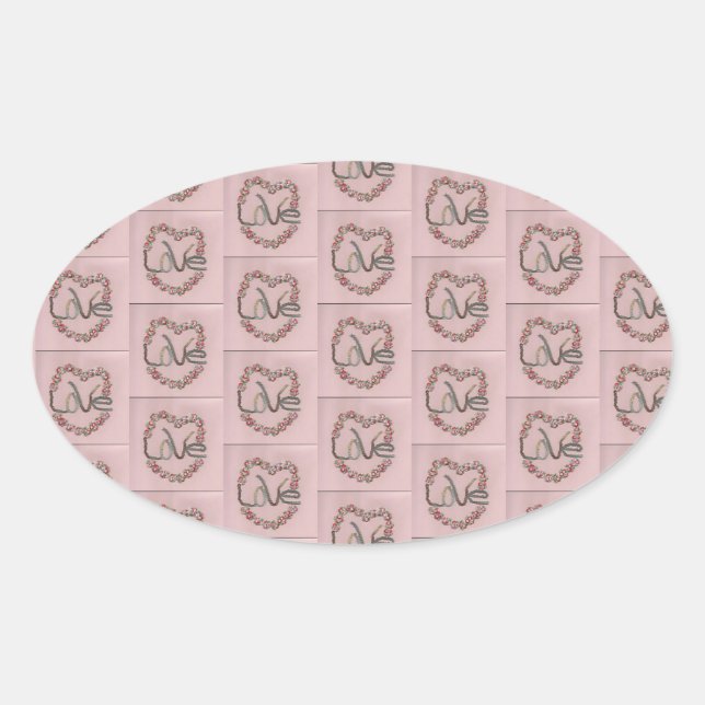 Adesivo Oval Autocolante de amor Rosebud (Frente)