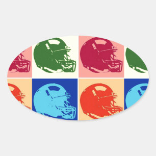 Adesivo Oval Autocolante De Capa De Futebol De pop Art