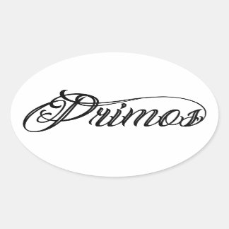 Adesivo Oval Autocolante de Script de Tatuagem Primos