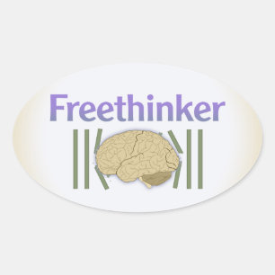 Adesivo Oval Autocolante Freethinker (sem cérebro)