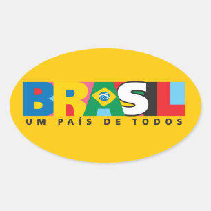 Adesivo Oval Autocolante no vidro traseiro de Brasil Um Pais de