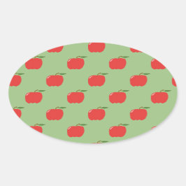 Adesivo Oval Autocolantes de Maçãs Oval (Verde e Vermelho de Sa