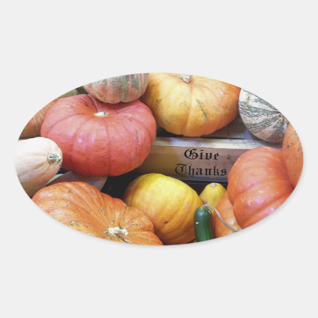 Adesivo Oval Autocolantes - "Dê Obrigados" (Frente)