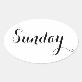 Adesivo Oval Autocolantes do Dia da Semana: Domingo
