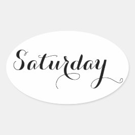 Adesivo Oval Autocolantes do Dia da Semana: Sábado