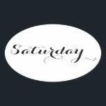 Adesivo Oval Autocolantes do Dia da Semana: Sábado<br><div class="desc">Aproveite estes adesivos de Diário de Bullet em Esperanto,  no dia da semana. Sinta-se livre para personalizar este item usando as opções. Paz!</div>