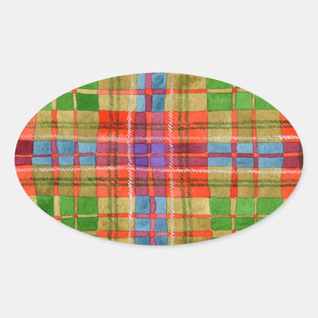 Adesivo Oval Autocolantes MAC RAE TARTAN (Frente)