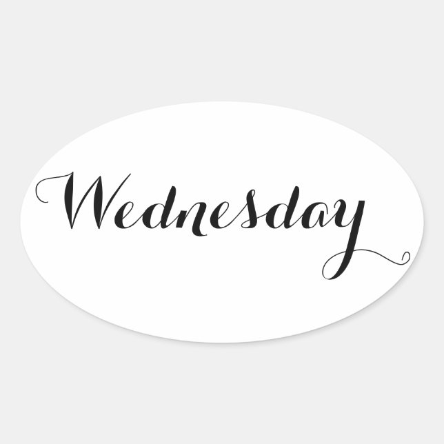 Adesivo Oval Autocolantes para o Dia da Semana: Quarta-feira (Frente)