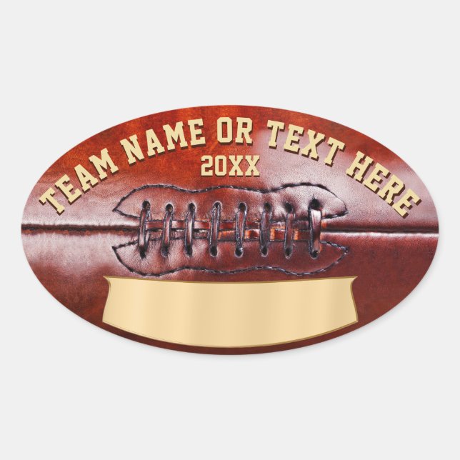 Adesivo Oval Autocolantes personalizados de futebol, seu texto, (Frente)