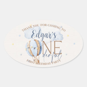 Adesivo Oval Autocolantes personalizados de primeiro aniversari