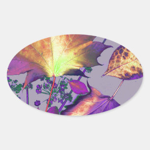 Adesivo Oval Autumn Leaves em Lilac